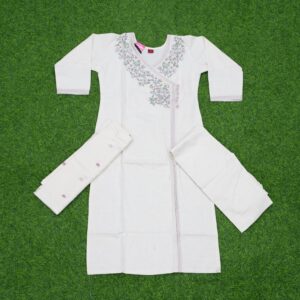 White Color Floral Thread Embroidered Designer Dress