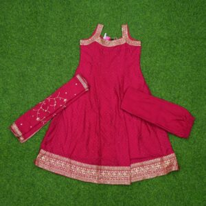 15 1600 pink Pink Color Umbrella Design Party Wear Dress