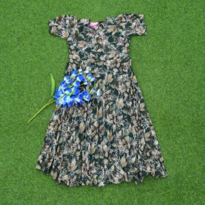 Green Color Crushed Georgette Floral Designer Long Frock