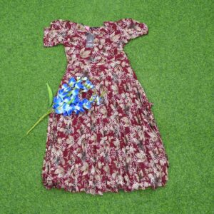 Maroon Color Crushed Georgette Floral Designer Long Frock
