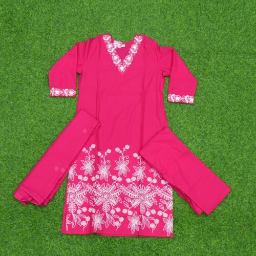 Pink Color Thread Embroidered Designer Dress