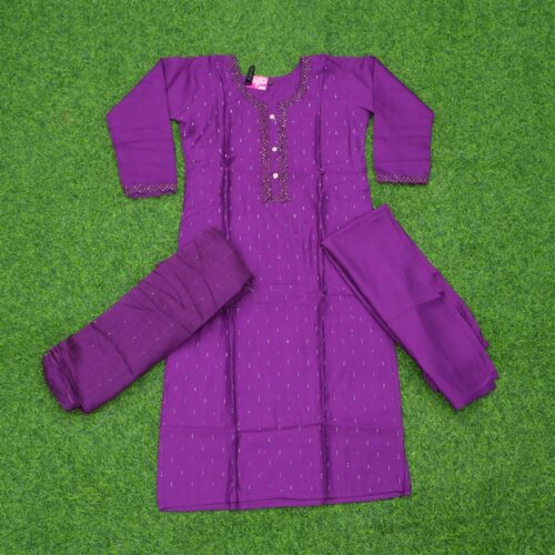 Purple Color Embroidered Designer Dress