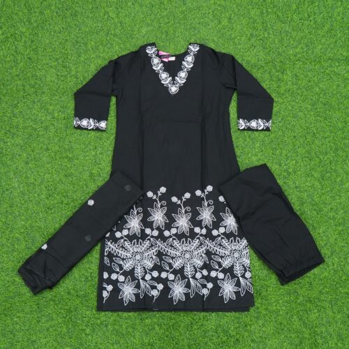 Black Color Thread Embroidered Designer Dress