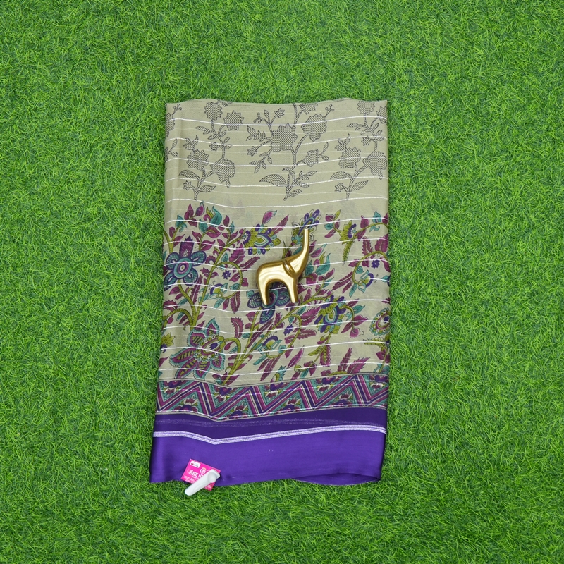 Grey and Purple Color Designer Daily Wear Saree