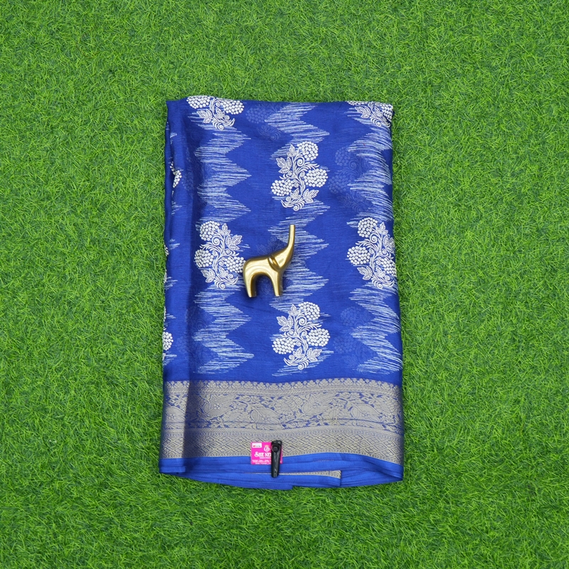 Navy Blue Color Digital Printed Designer Saree