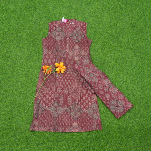Maroon Color Kalamkari Print 2-Piece Designer Dress
