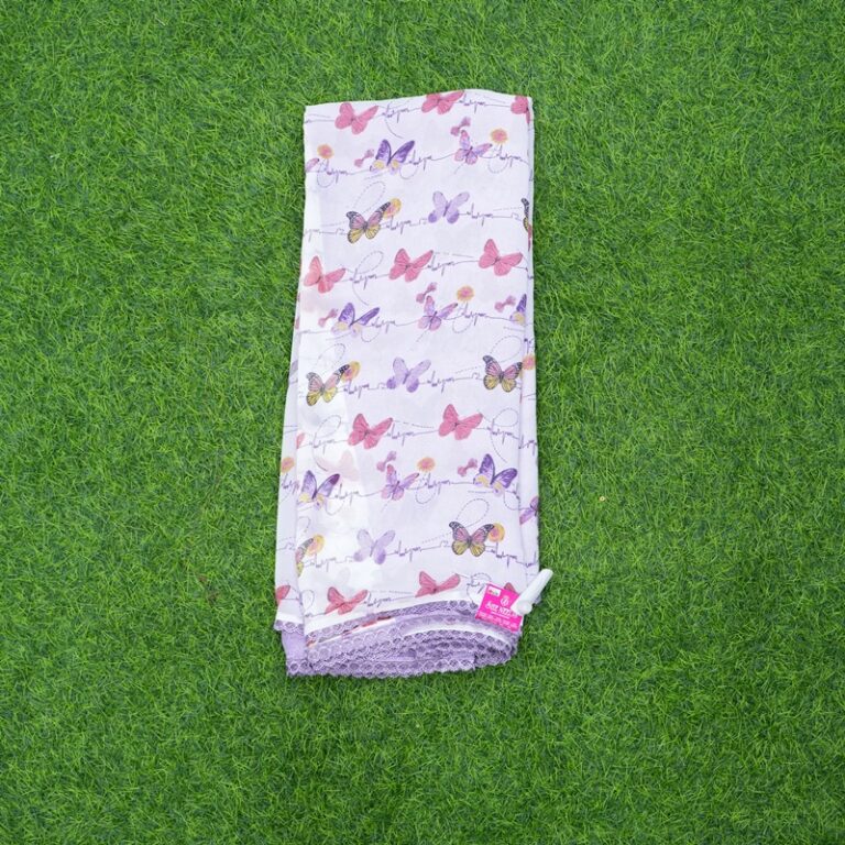 White and Lavender Color Butterfly Print Daily Wear Saree