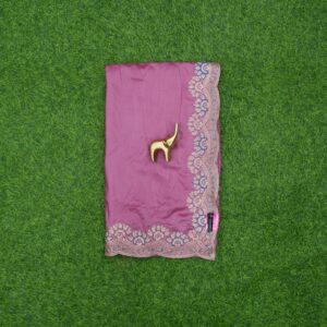 Pink Color Crepe Satin Silk Designer Work Saree