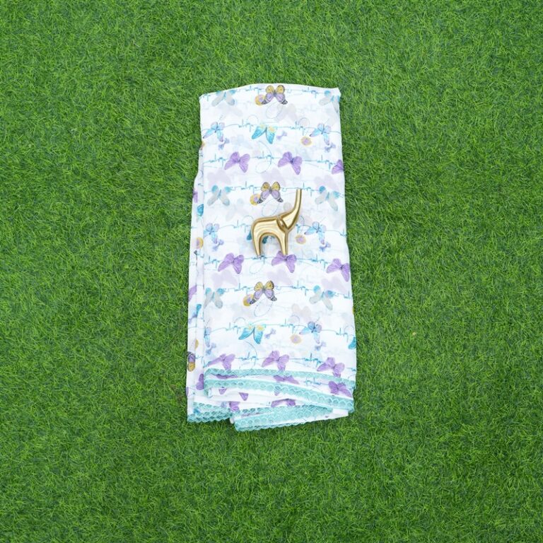 White and Green Color Butterfly Print Daily Wear Saree