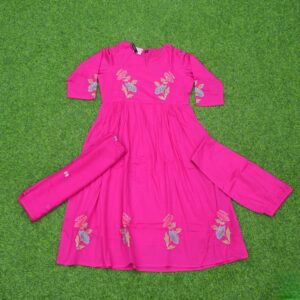 Pink Color Cotton Floral Embroidery Anarkali Designer Dress