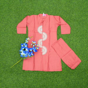 Peach Color Thread Embroidered Designer Co-ord Set