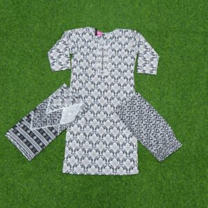 Black and Grey Color Pure Cotton Dress