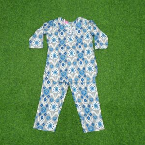 Blue Motif Printed Elegant Co-Ord Set