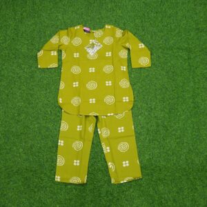 Olive Green Spiral Printed Stylish Co-Ord Set