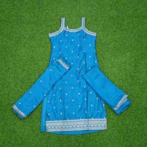 8 blue 1630 Designer Sky Blue Zari and Sequins Work Party Wear Dress