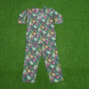 Sea Green Color Tropical Floral Printed Co-Ord Set