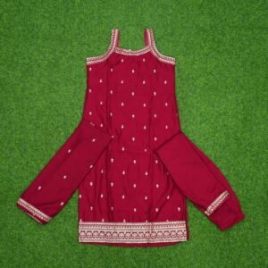 Designer Red Zari and Sequins Work Party Wear Dress