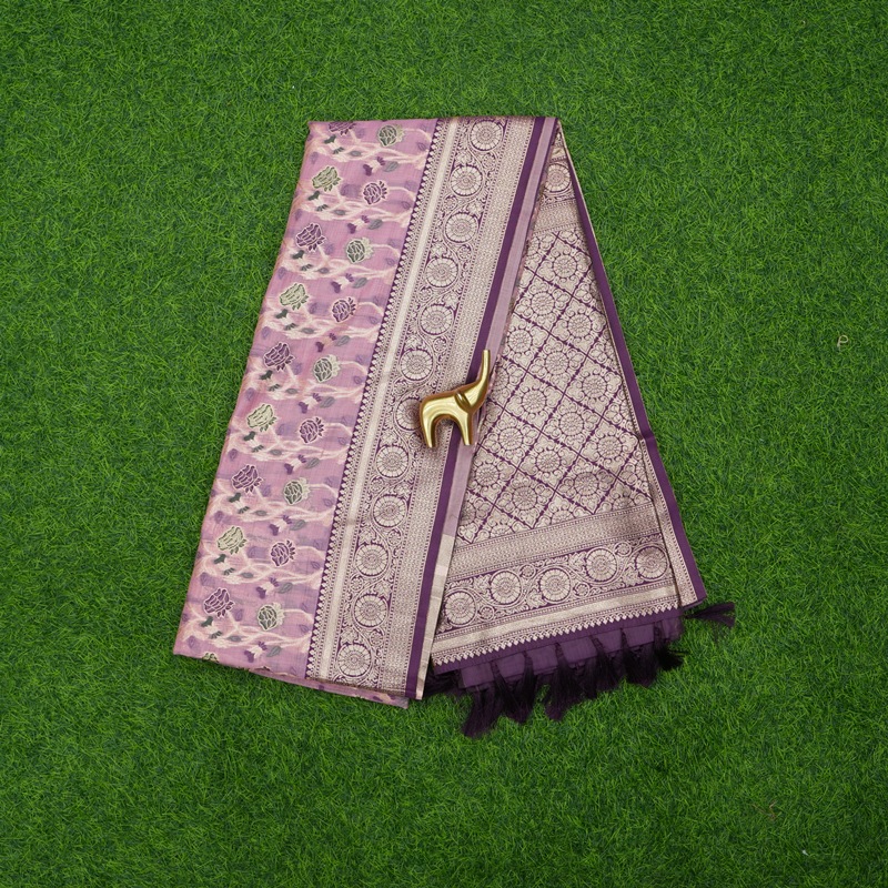 Lavender and Wine Color Fancy Saree