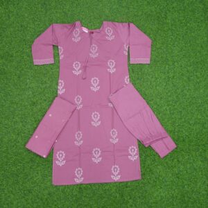 Pink Color With Floral Printed 3-Piece Cotton Designer Dress