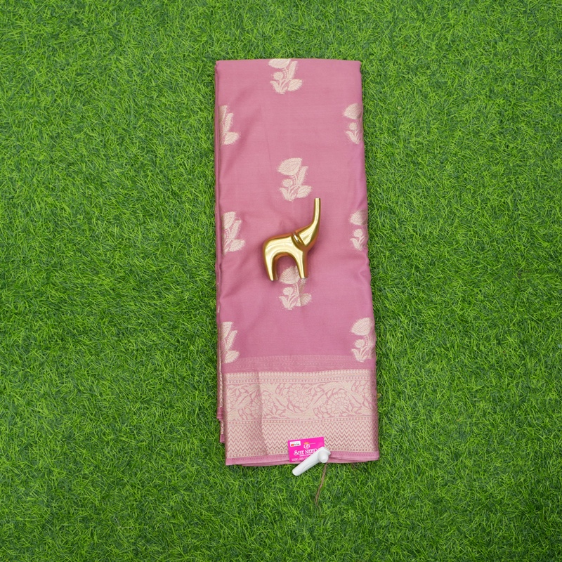 Onion Pink Color Traditional Zari Border Georgette Fancy Saree