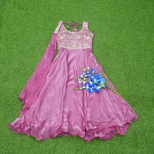 Pink Color Embroidered Designer Party Wear Long Frock