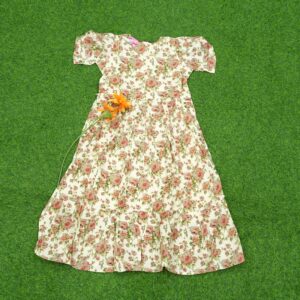 Cream and Pink Color Floral Designer Long Frock