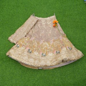 10 8720 Gold Beige Color Embroidered Designer Bridal Lehenga