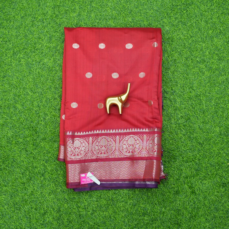 Brick Red Color Daily Wear Saree With Traditional Zari Border