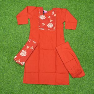 Orange Color 3pc Designer Dress