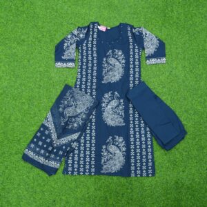 Navy Blue Color Floral Printed Designer Dress