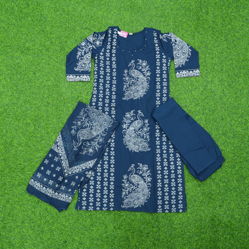Navy Blue Color Floral Printed Designer Dress