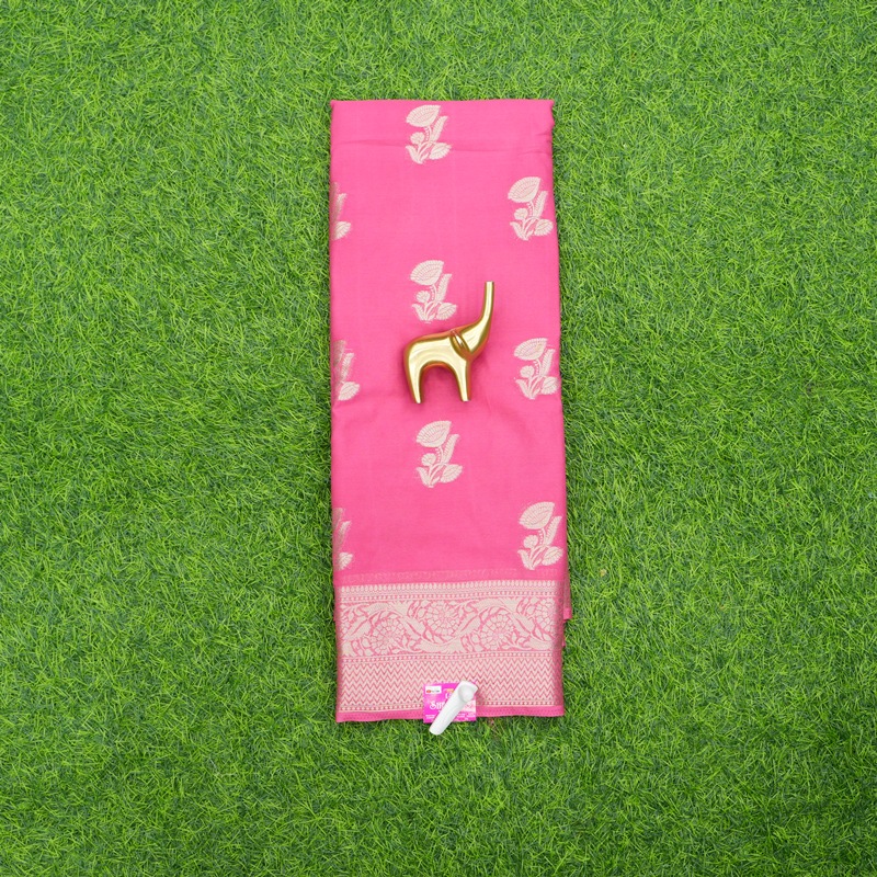 Pink Color Traditional Zari Border Georgette Fancy Saree