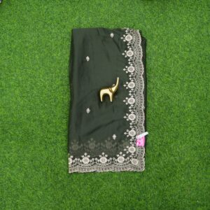 Mehendi Green Color Work Saree Embroidered With C-Pallu Border