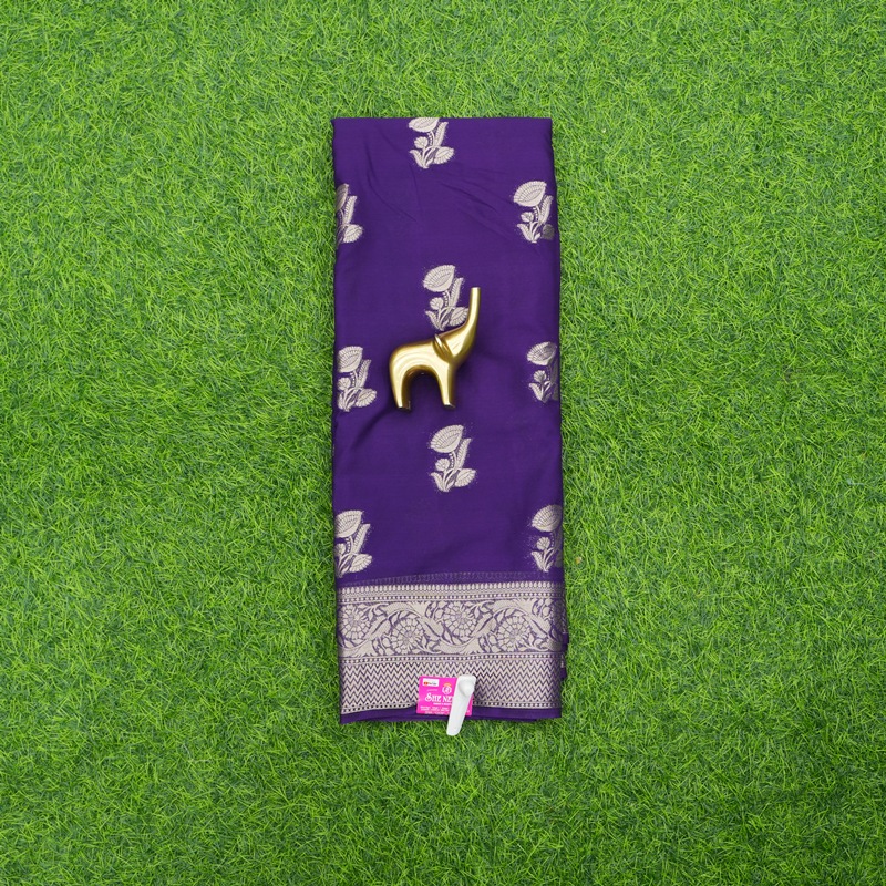 Purple Color Traditional Zari Border Georgette Fancy Saree