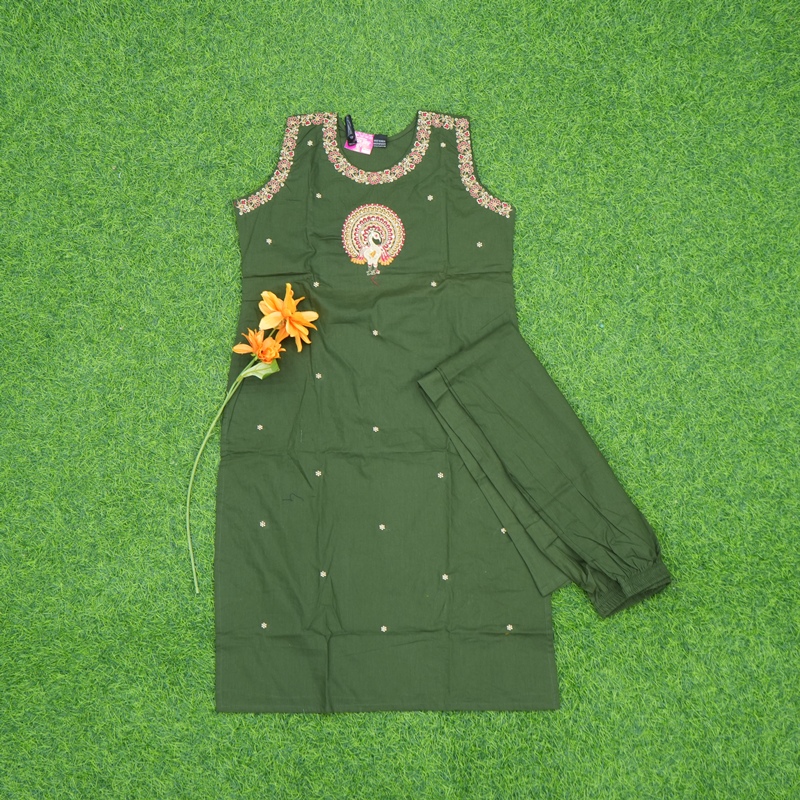 Bottle Green Color Embroidered Designer 2-piece Set