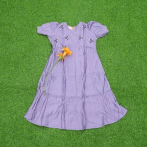 16 970 LAVENDER Lavender Color Embroidered Cotton Designer Long Frock