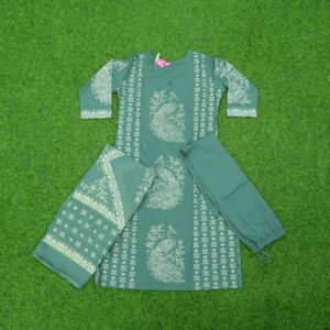 Sea Green Color Floral Printed Designer Dress