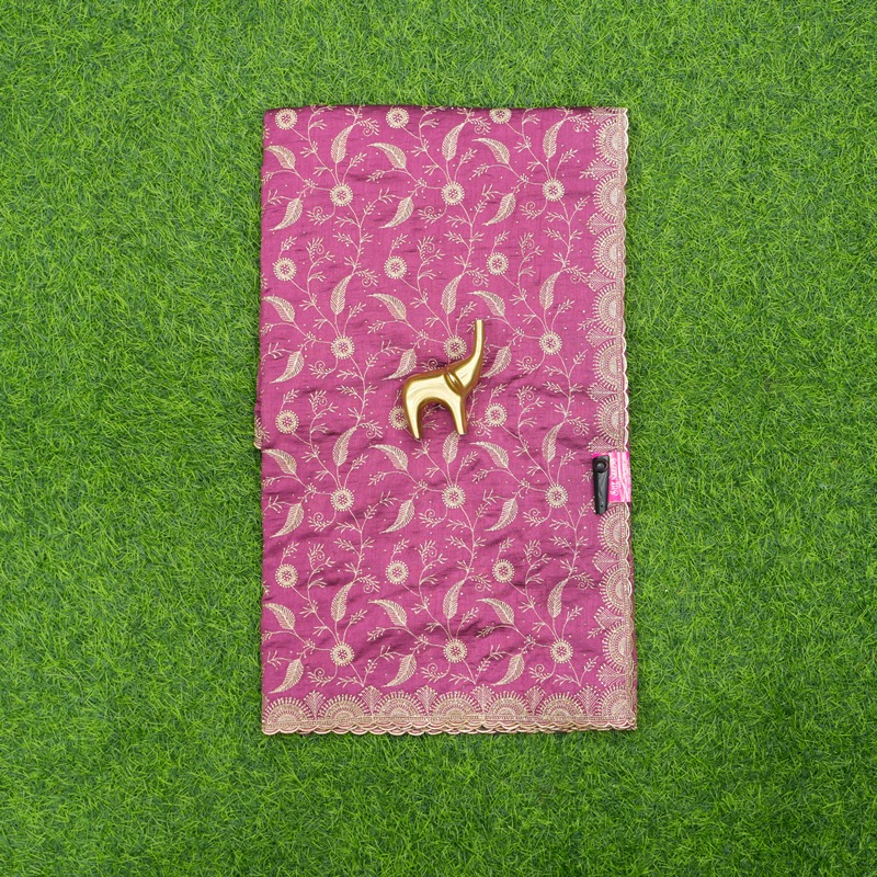 Rani Pink Color Silk Saree With Embroidered Floral Design