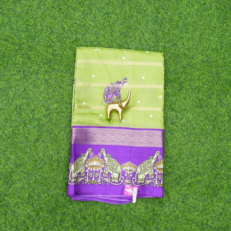Green and Lavender Color Designer Daily Wear Saree