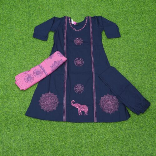 Navy Blue Color 3pc Designer Dress