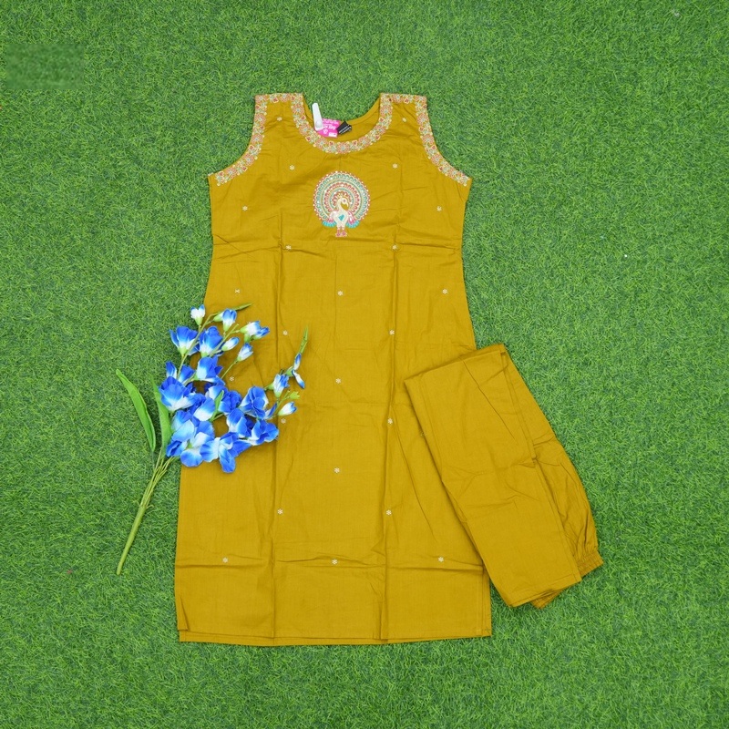Mustard Yellow Color Embroidered Designer 2-piece Set
