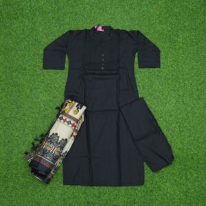 19 750 BLACK Black Color 3-Piece Designer Dress With Printed Dupatta