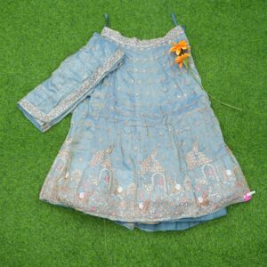 Sky Blue Color Embroidered Designer Bridal Lehenga