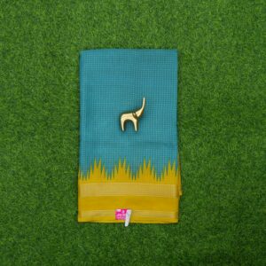 Blue and Yellow Color Checks Designer Daily Wear Saree