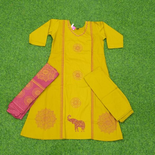 Musard Yellow Color 3pc Designer Dress