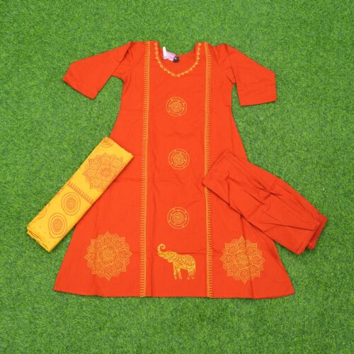 Orange Color 3pc Designer Dress