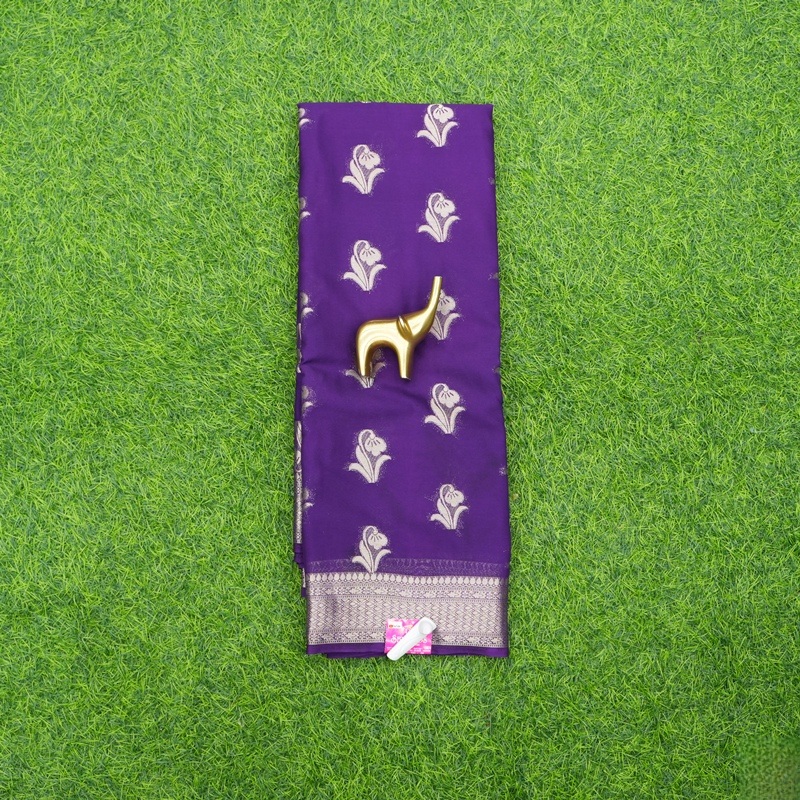 Purple Color Traditional Zari Border Georgette Fancy Saree