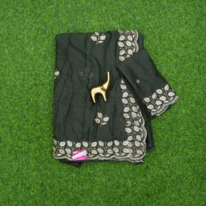 22 740 MEHENDI GREEN Mehendi Green Georgette Work Saree With Fine Thread Embroidered