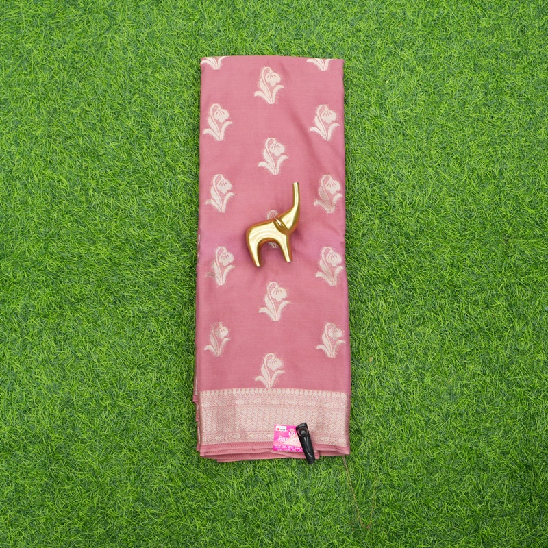 Dusty Rose Color Traditional Zari Border Georgette Fancy Saree