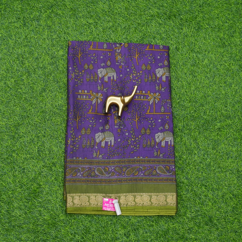 Violet and Green Color Daily Wear Saree